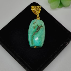 Best Quality Turquoise Pendant-Genuine Natural Tibet Turquoise Designing Gold Brass Pendant Necklace-Beautiful Turquoise Vintage Jewelry