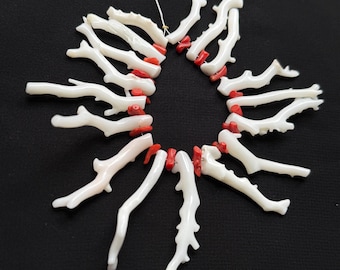 Natural Japanese White Coral Stick Beads for Jewelry Making (26/55mm)