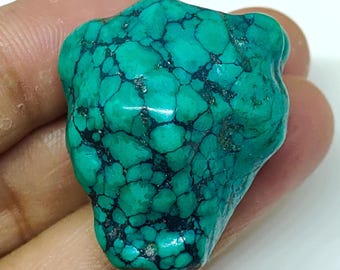 Vintage Turquoise Rough Nugget Gemstone: Genuine Blue Tibetan Stone (35x27x25mm)