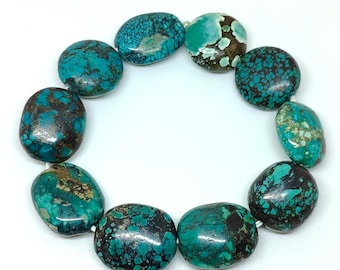 Natural Turquoise Bead Bracelet: Tibetan Turquoise, 17-22mm Beads (7-8 Inch)