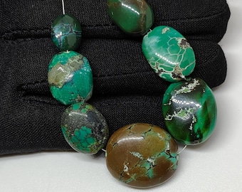 Natural Turquoise Oval Tumble Beads (12-22mm) – Genuine Tibetan Stone