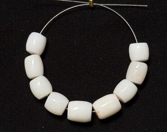 Beautiful White Coral Drum Beads-Japanese Milky White Hand Polished Tube Beads-AAA Quality Loose Spacer Beads (6/9MM) For making Jewelry Z#S