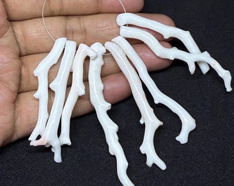 Japanese White Coral Stick Beads: Rough Polished Jewelry Making (48/54MM)