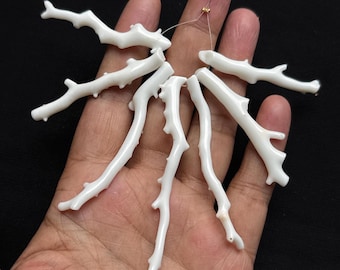 Natural Japanese White Coral Stick Beads for Jewelry Making (52/82mm)
