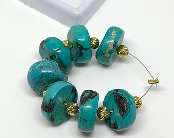 Handmade Gemstone  Beads-Natural   Turquoise Tyre Shape Beads Making Jewelry