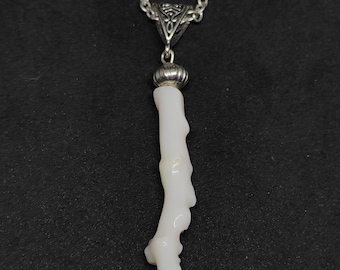 Designing White Coral Stick Pendant Necklace-AAA Quality Red Coral Handmade Silver Necklace-Antique Vintage Coral Milky White Necklace
