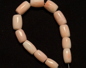 Salmon Pink Coral Drum Beads: Hand Polished Japanese Angle Skin Spacer Beads (8/10MM)