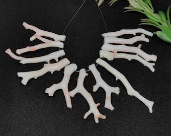 Beau bâton de corail blanc du Japon, grande taille 40/53 MM-Bâtonnet de branche de corail blanc naturel, branche brute de corail rose saumon du Japon-fabrication de bijoux