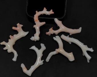 Japanese Pink Salmon Coral Branches: Polished Rough Jewelry Making (40/51MM)