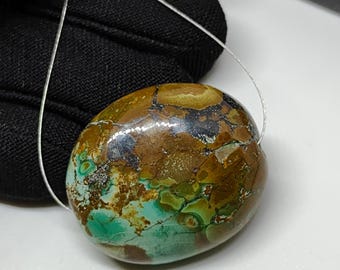 Vintage Old Tibet Turquoise Oval Beads, Genuine Turquoise Gemstone (30/25/13MM)