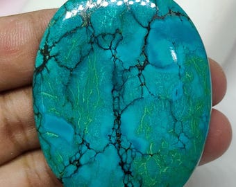 Natural Big Size Turquoise Cabochon-AAA Quality Rare Oval Blue Gemstone-Graduated Tibet Turquoise Cabs Blue Color Use Pendant Jewelry Making