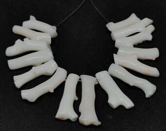 Japanese Milky White Coral Stick Beads, Natural Rough Branch Gemstone for Jewelry Making