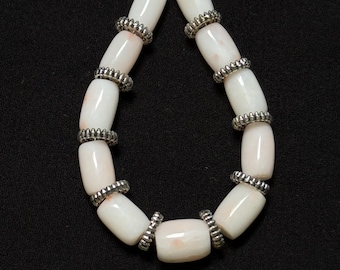 White Coral Spacer Drum Shape Beads-100%Natural Japanese White Coral Loose Gemstone Beads For making Jewellery