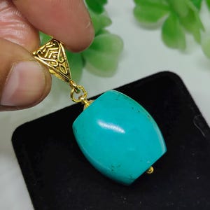 Blue Turquoise Pendant-Genuine Natural Tibet Turquoise Designing Pendant Necklace-Beautiful Turquoise Vintage Jewelry Best For Summer Wear