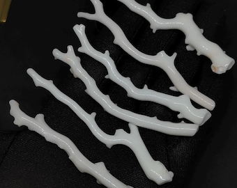6 Pieces Natural Japanese White Coral Branch Lot: Rough Polished Jewelry Making