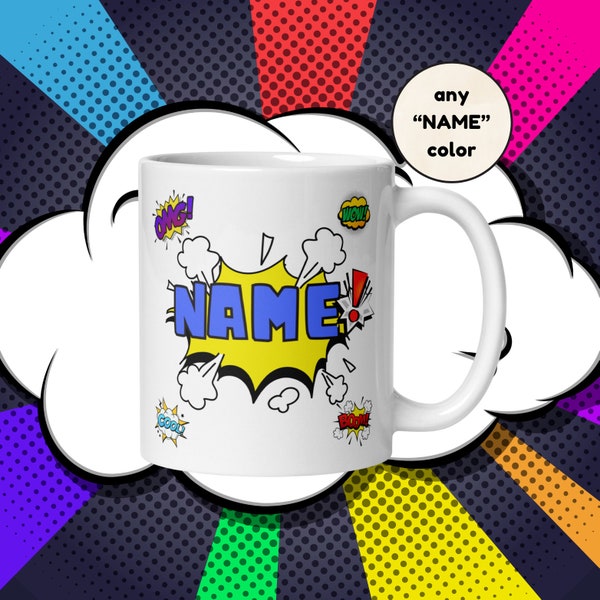 Custom Comic Name Mug, personalized coffee cup, gifts for kids, customized cartoon, special gift for son or daughter