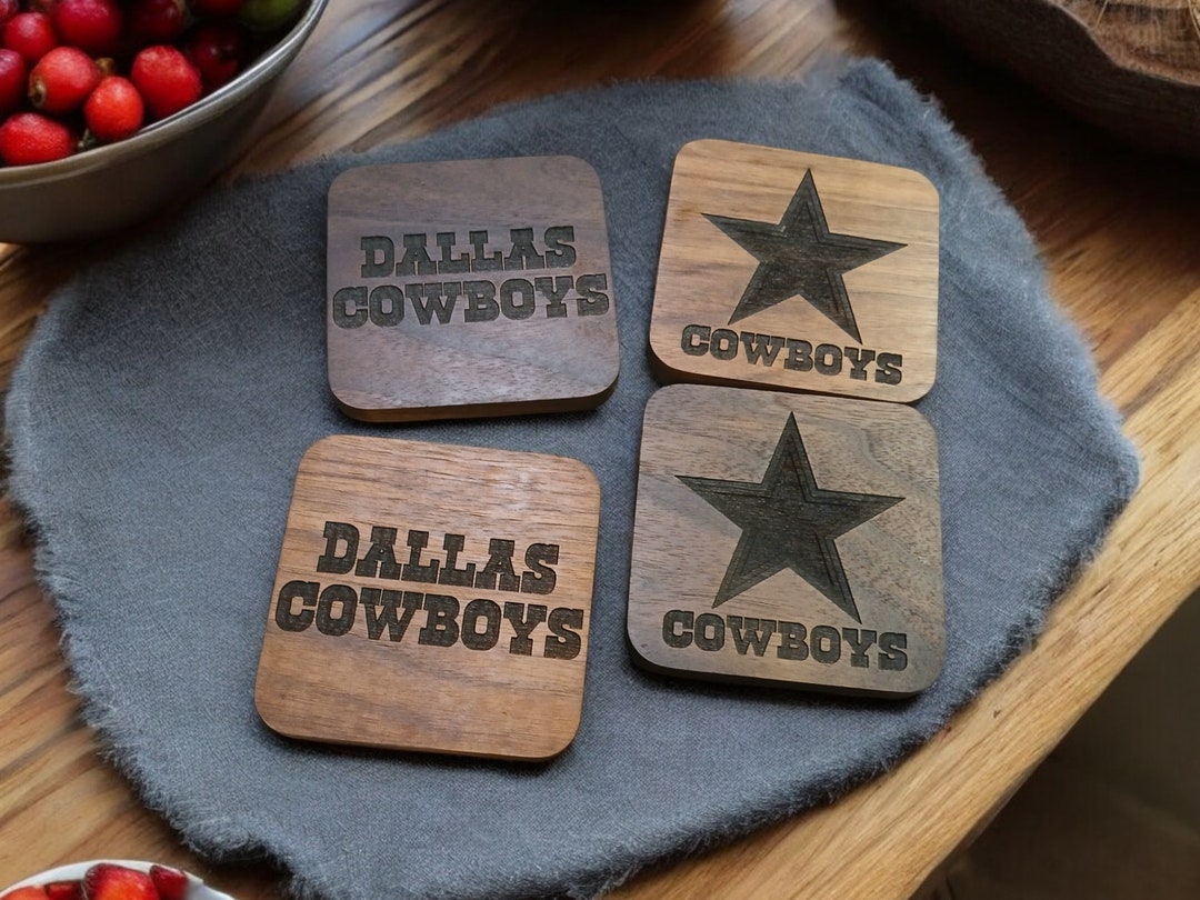 Dallas Cowboys Walnut Wood Coasters Ships in 24 Hours Unique Gifts ...