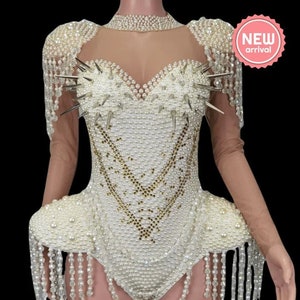 Party Romper: Della / Pearl Outfit / Leotard / Catsuit / Bride / Bridal Shower / Bachelorette / Wedding / Festival / Beyonce / Drag Queen