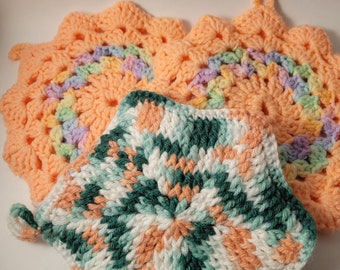 Crochet Handmade Hot Pats/Pot Holders/Vintage/Kitschy