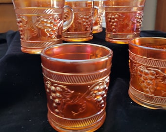 Antique Dugan Marigold Carnival Glass Tumbler: Floral & Grape Pattern - Etsy