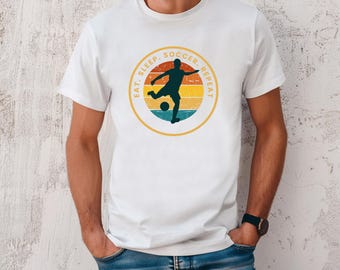 Eat Sleep Soccer Repeat T-Shirt, Lightweight Cotton Tee