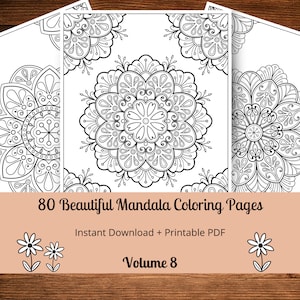 80 Beautiful Mandala Coloring Pages, Printable Coloring Pages, Adult Coloring Pages, Mandalas, Printable Coloring Sheets, Stress Relieve