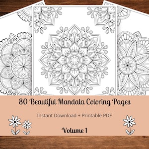 80 wunderschöne Mandala Malvorlagen, Malseiten zum Ausdrucken, Malseiten für Erwachsene, Mandalas, Stress abbauen