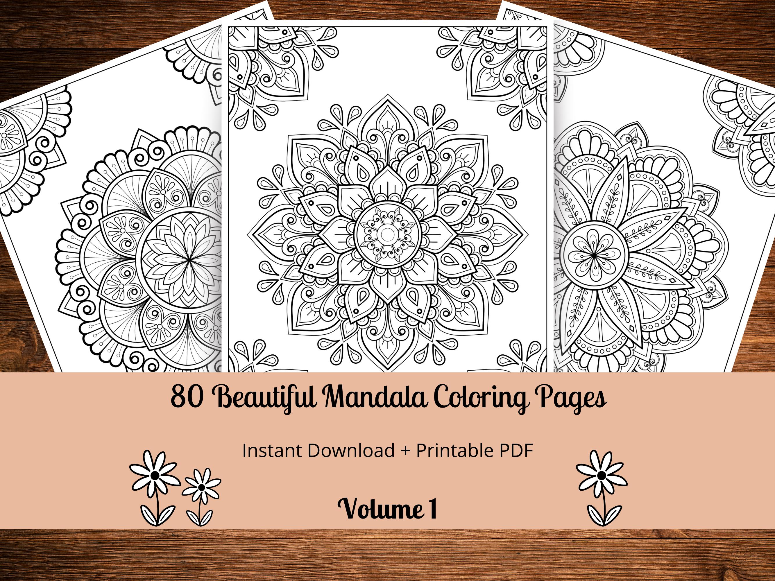 80 Mandala Coloring Pages Printable for Adults & Kids – Stress Relief Coloring Sheets (PDF, A4 & US Letter)