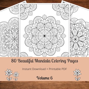 80 Beautiful Mandala Coloring Pages, Printable Coloring Pages, Adult Coloring Pages, Mandalas, Printable Coloring Sheets, Stress Relieve