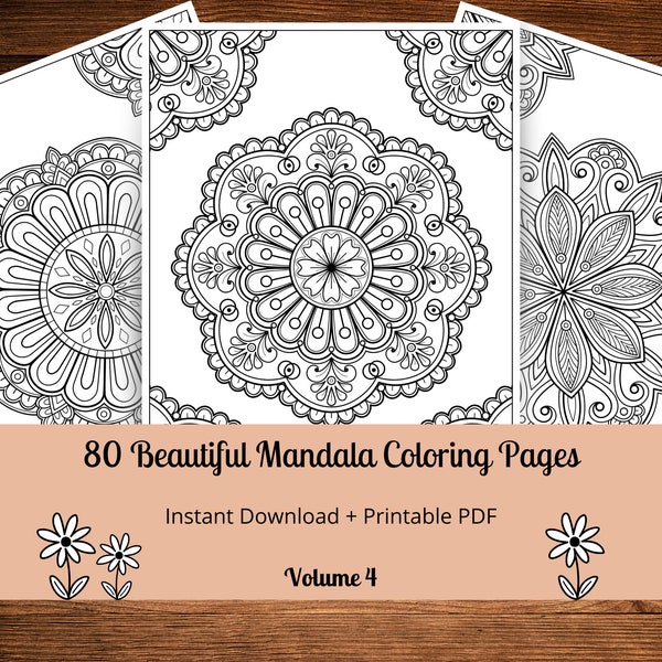 80 Beautiful Mandala Coloring Pages, Printable Coloring Pages, Adult Coloring Pages, Mandalas, Printable Coloring Sheets, Stress Relieve