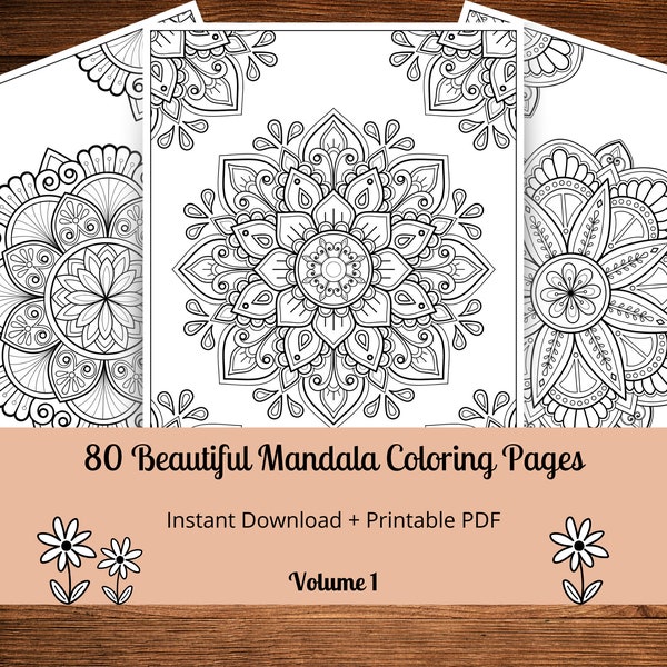 80 wunderschöne Mandala Malvorlagen, Malseiten zum Ausdrucken, Malseiten für Erwachsene, Mandalas, Stress abbauen