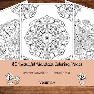 80 Beautiful Mandala Coloring Pages, Printable Coloring Pages, Adult Coloring Pages, Mandalas, Printable Coloring Sheets, Stress Relieve