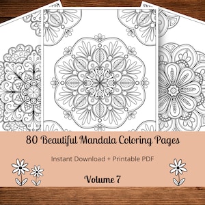 80 Beautiful Mandala Coloring Pages, Printable Coloring Pages, Adult Coloring Pages, Mandalas, Printable Coloring Sheets, Stress Relieve