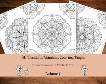 80 Beautiful Mandala Coloring Pages, Printable Coloring Pages, Adult Coloring Pages, Mandalas, Printable Coloring Sheets, Stress Relieve