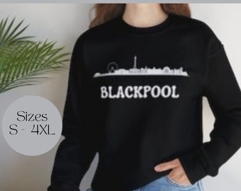 Blackpool Sweatshirt, English Seaside Town Sweater, Blackpool Tower Jumper, Unisex Womens Men’s, Adult Clothing, Gift Present for Her or Him