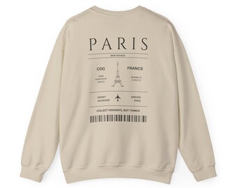 Paris France Sweatshirt, Airport Travel Sweater, City of Love Jumper, Eiffel Tower Back Print Shirt, Cute Surprise Gifts, Unique Minimalists