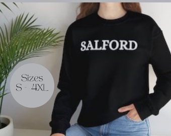 Salford Manchester Sweatshirt, English City Jumper, Unisex Men’s Womens Sweater,  Adults Clothing, Town in England, Gift Idea  for Him Her.