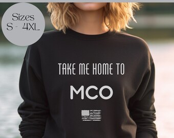 Orlando Florida Sweatshirt, MCO Airport USA Sweater, Take Me Home Jumper, America Travel Day Plane Outfit, Unisex Women’s Men’s Gift Idea.