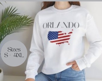 Orlando USA Flag Sweatshirt, America Sweater, United States Jumper, Unisex Women’s Men’s, Theme Parks Florida Holiday, Cosy Comfy Cute Shirt