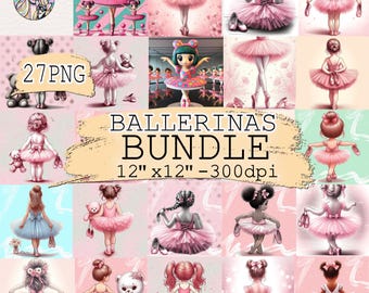BUNDLE Ballerina Clipart, dance girls, girly ballerinas illustration, ballerinas stickers, cute Ballet clipart, tutu girls clipart PNG