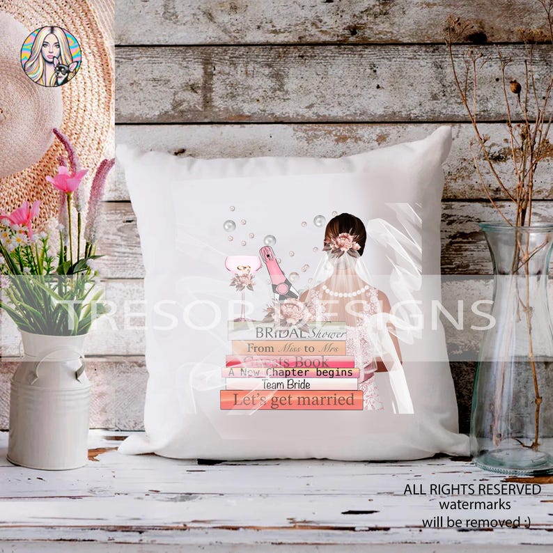Bridal Books Clipart: Wedding Stack PNG, Team Bride Graphic (digital ...