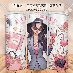 20 Unzen Bossy Frau Becher, Inspirierendes Geschenk Frau Power Becher, Wein Skinny Becher Wrap Design, gerade Sublimation Wrap Girl Boss PNG
