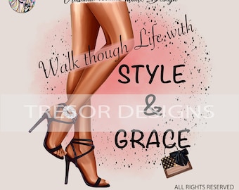 Frau Beine and High Heels Clipart | Walk with Style & Grace PNG Illustration 300 DPI