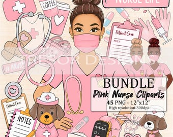 BUNDLE nurse clipart, Planner girl clipart, nurse gifts, nurse girl png, creative nurse stickers, sublimation nurse shirt, nurse sweatshirt
