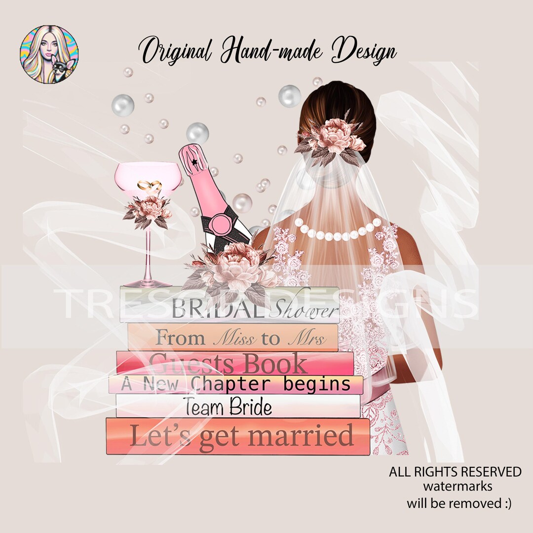 Bridal Books Clipart: Wedding Stack PNG, Team Bride Graphic (digital ...