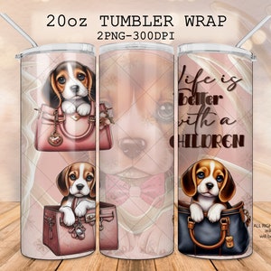 20 oz Beagle dog tumbler wrap, cute beagle design, beagle lovers, beagle pet skinny sublimation, handbag and beagle design tumbler download