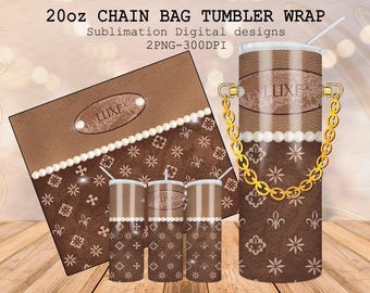 Chain Bag Tumbler Wrap: Brown Leather Design (Digital Download)