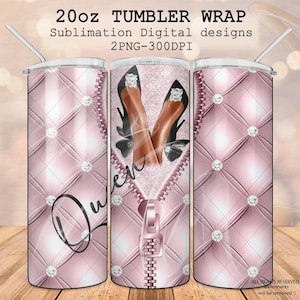 20 oz Woman black heels with bow tumbler, Pink girly tumbler wrap, Glam design, luxury pink template with zipper and rhinestones, queen PNG