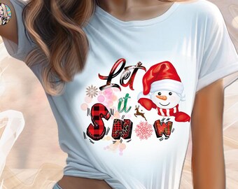 Red Let It Snow Schneemann PNG - Niedliche WeihnachtsSchneemann Clipart für Sublimationshemden, Tassen & Feiertagsbasteln