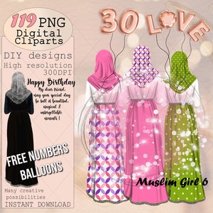Geburtstag muslimische Schwestern Clipart, Sublimation islamische Mädchen, muslimische Besties Clipart, benutzerdefinierte Porträt muslimische Frau, muslimisches Geburtstagsgeschenk png